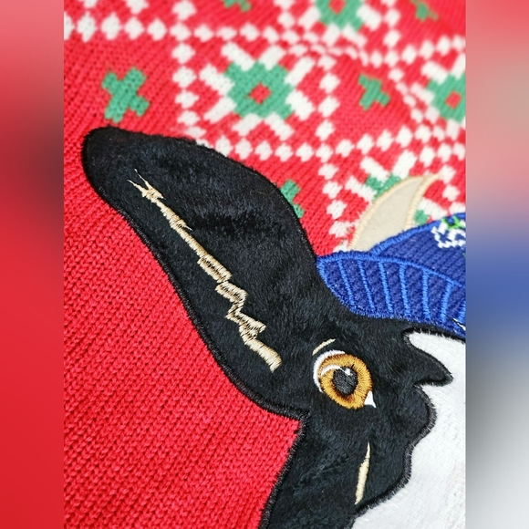 Holiday Time Light Up Western Cow Ugly Christmas Cozy Knit Sweater Unisex Red - Picture 4 of 10